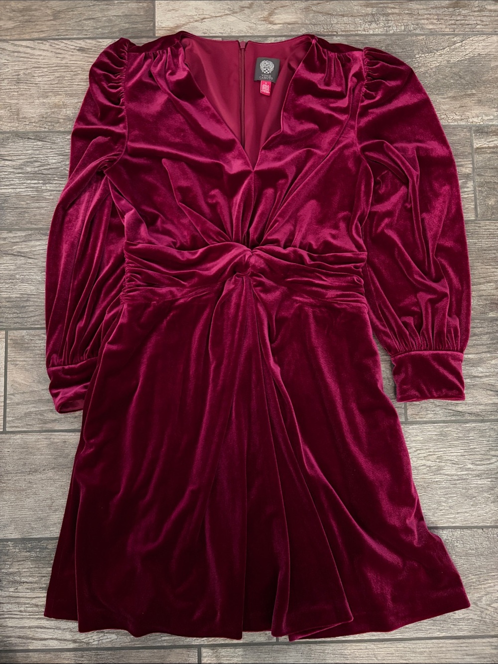 Vince Camuto Twist Front Velvet Long Sleeve Flare Dress SIZE 12 **Worn 1x